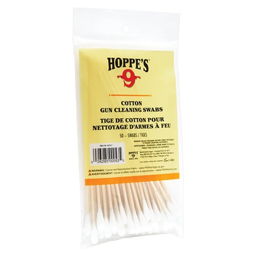 Hoppes T06 Cotton Cleaning Swab 50 Ct Wood Grain 5.9